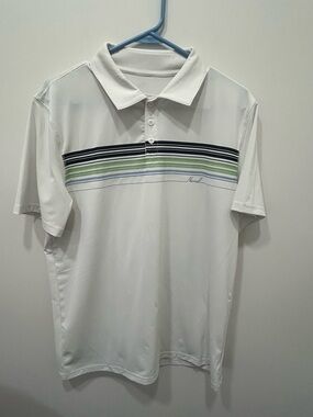 The Normal Brand Polo Performance Men’s Medium White Stripe Short Sleeve Golf